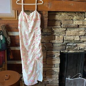 Girls Floral Pink and White Dress